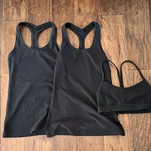 Lululemon Black Racerback Tank-tops and Sports Bra Size Two